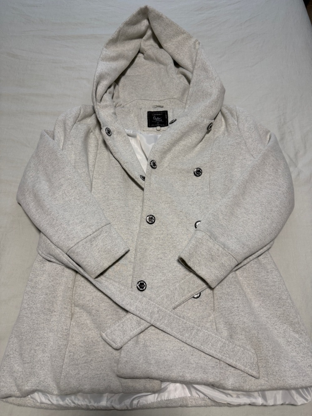 Cotton On Light Gray Hooded Pea Coat
